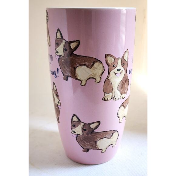MUG/CUP-Sheffield Home-Corgi dog-Pink-"I Woke Up Corgie-ous!"-Tall-Holds 2-1/3C - Picture 4 of 9